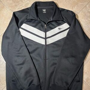 Nike Men's Black Windbreaker with White Stripes